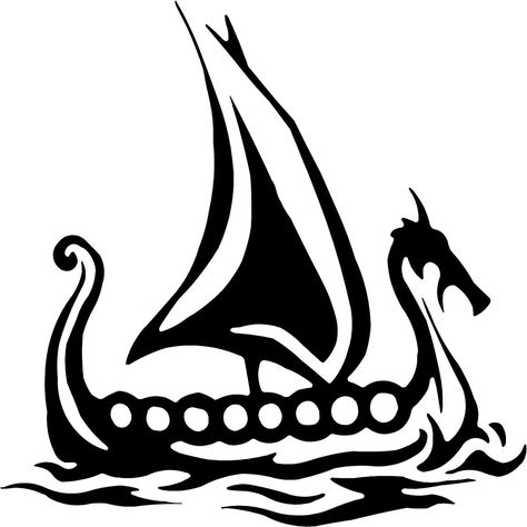 Viking Ship Drawing Viking Ship Tattoo, Viking Symbols And Meanings, Vikings Art, Escudo Viking, Tattoo Homme, Nordic Symbols, Arte Viking, Art Viking, Symbole Viking