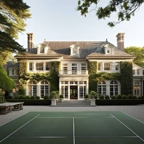 Old Money House Plan, Old Money Exterior, Old Money Kitchen Aesthetic, Old Money House Exterior Layout, Countryside Mansion Aesthetic, Old Money Aesthetic House, Aesthetic House Exterior, Old Money Mansion Garden, Old Money Mansion Aesthetic Exterior