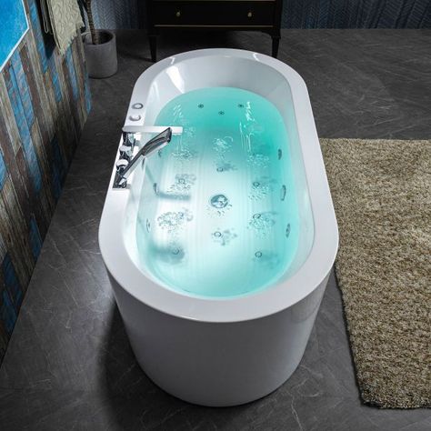 ᐅ【WOODBRIDGE 66-1/2" x 31-7/8" Whirlpool Water Jetted and Air Bubble Freestanding Heated Soaking Combination Bathtub with Tub Filler, BJ200+F0041CH-WOODBRIDGE】 Jetted Soaking Tub, Heated Bathtub, Bath Tub For Two, Room House Design, Bayou House, Bathroom Tubs, Condo House, Freestanding Bathtubs, House Vision Board