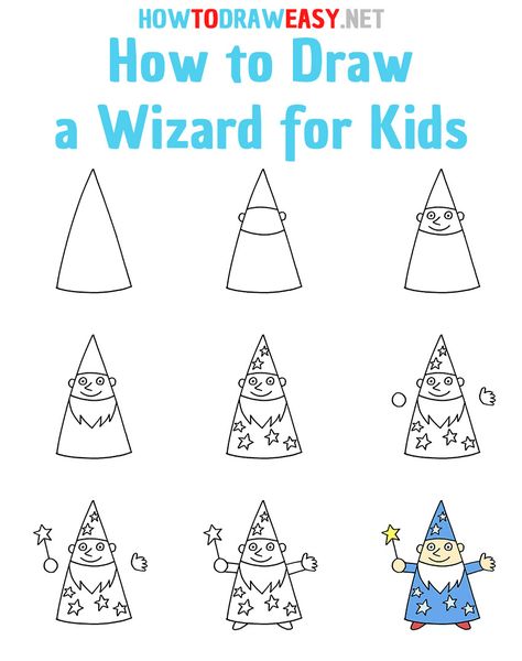 Magical Drawing Ideas Easy, How To Draw A Wizard, Wizard Activities For Kids, Wizard Crafts For Kids, Bedroom Drawings, Wizard Drawings, English Drawing, Elementary Drawing, Craft Activities For Toddlers