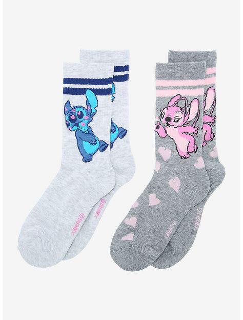 Disney Lilo & Stitch Stripe Hearts Crew Socks 2 Pair, Stitch Socks, Disney Socks, Disney Lilo, Go Around, Striped Socks, Eco Bag, Girls Socks, Socks And Tights, Lilo And Stitch