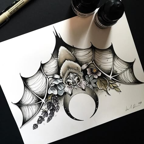 Oddities Tattoo, Bat Drawings, Bat Drawing, Bats Tattoo Design, Optical Illusion Tattoos, Illusion Tattoos, Tattoo Apprenticeship, Animal Tattoo Ideas, Throat Tattoo