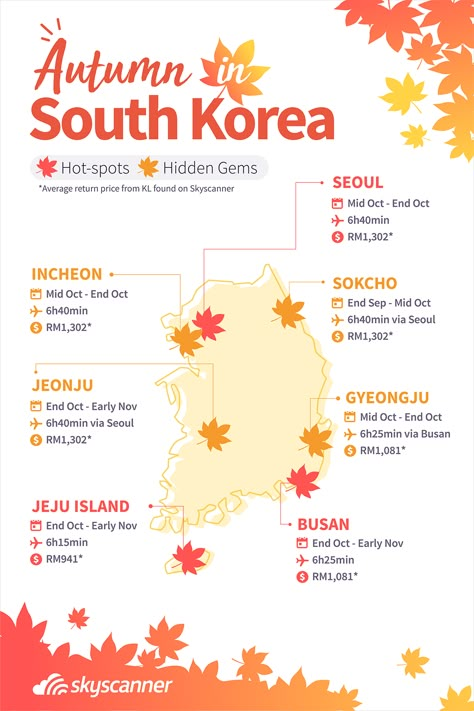 Autumn In Korea, Seoul Korea Travel, Learn Korean Alphabet, Learn Korea, Seoul Travel, Gyeongju, South Korea Travel, Autumn Foliage, Flight Deals