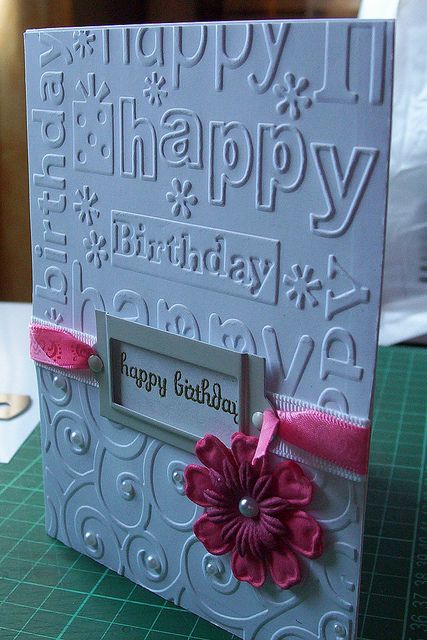 darice embossing folders card ideas | Recent Photos The Commons Getty Collection Galleries World Map App ... Birthday Recipes, Diy Embossing, Bday Cards, Cricut Cards, Embossed Cards, Happy Birthday Card, Handmade Birthday Cards, Pretty Cards, Diy Birthday