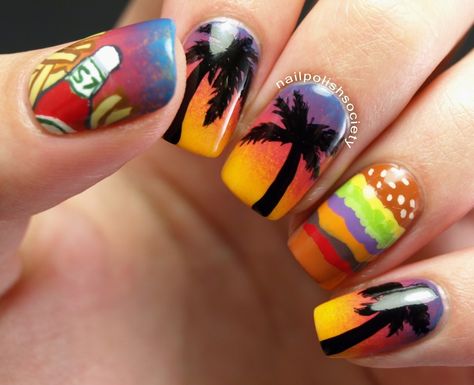 Cheeseburger In Paradise Paradise Nails, Tropical Nail Designs, Cheeseburger In Paradise, Splatter Nails, Ring Finger Nails, Classy Nail Art, Jimmy Buffet, Tropical Nails, Nail Care Tips