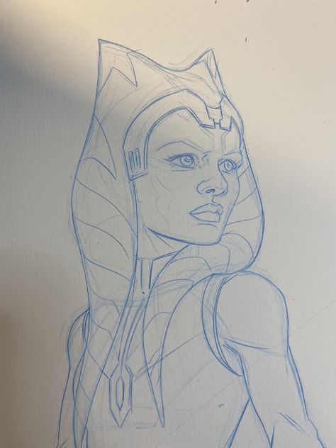 Ahsoka Tano Sketch, Ahsoka Tano Art Sketch, Ashoka Drawing, Starwars Drawing Ideas, Drawing Ideas Star Wars, Ahsoka Sketch, Star Wars Sketches Pencil, Star Wars Sketches Easy, Simple Star Wars Drawings