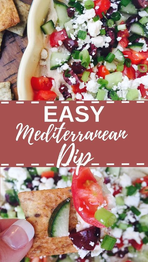 Easy Mediterranean Dip layered with seasoned cream cheese, hummus and all of the best Mediterranean flavors! #dip #easyrecipes #appetizers #dipideas #easy #delicious Layered Dips, Layered Salads, Mediterranean Dip, Cornbread Salad, Mediterranean Flavors, Mexican Cornbread, Mexican Appetizers, Quick And Easy Appetizers, Amazing Appetizers