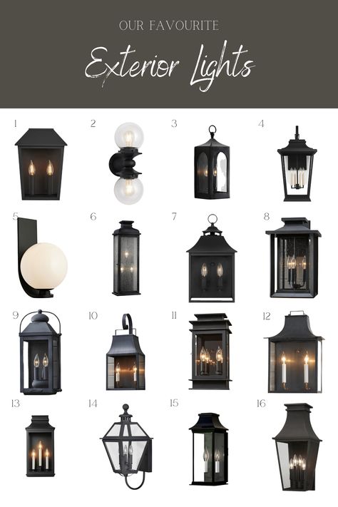 Our Favourite Traditional Exterior Lights Transitional Exterior Lighting, Cottage Exterior Lights, Studio Mcgee Exterior Lighting, Colonial Home Lighting, Cape Cod Exterior Lighting, French Exterior Lighting, Traditional Exterior Lighting, Outdoor Coach Lights, French Country Exterior Lighting