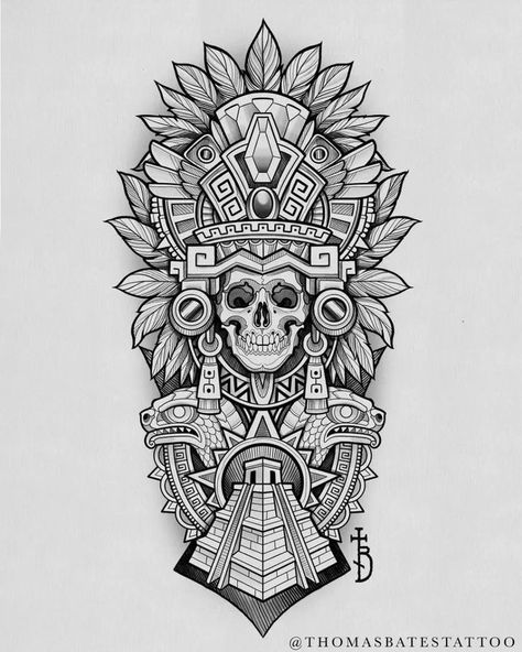 Half Sleeve Tattoos Sketches, Aztec Warrior Tattoo, Aztec Tattoos Sleeve, Azteca Tattoo, Indian Tattoo Design, Aztec Drawing, Mayan Tattoos, Aztec Tattoos, Mexican Tattoo