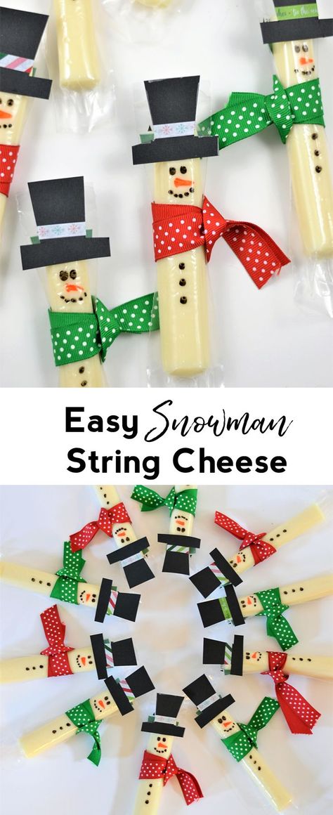 snowman treat | string cheese | winter snack | kids snack | kids craft | christmas craft | snow activity | snow day | winter craft Cheese Snowman, Easy Preschool Snacks, Snow Activity, Deli Recipes, Winter Snacks, Christmas Snacks Easy, Neat Crafts, Snowman Treats, Winter Snack