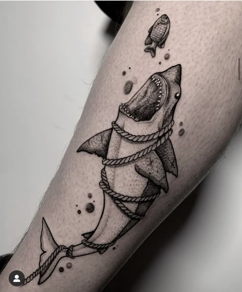 Spooky Shark Tattoo, Great White Shark Tattoo Traditional, Shark Bicep Tattoo, Gothic Shark Tattoo, Large Shark Tattoo, Scary Shark Tattoo, Shark Tattoo On Arm, Pepper Shading Tattoo, Shark Leg Tattoo