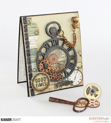 A masculine clock shaker card Clock Cards Handmade, Steampunk Christmas Cards, Steampunk Cards, Kaisercraft Cards, Clock Card, Guy Cards, Male Birthday, Shabby Chic Cards, Homemade Birthday Cards