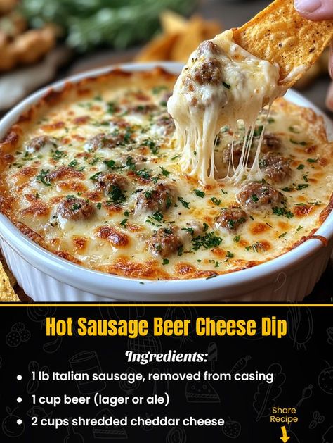 Emilia Recipe  - 🧀 Hot Sausage Beer Cheese Dip 🌭... Brat And Beer Cheese Dip, Hot Sausage Beer Cheese Dip, Sausage Beer Cheese Dip, Sausage Dip, Cheese Log, Tomato Dip, Beer Cheese Dip, Hot Sausage, Beer Cheese