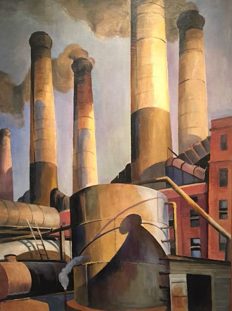 Industrial Paintings Art, Industrial Art Painting, Charles Sheeler, American Scene Painting, New London Connecticut, Steel Industry, American Realism, Industrial Paintings, Social Realism