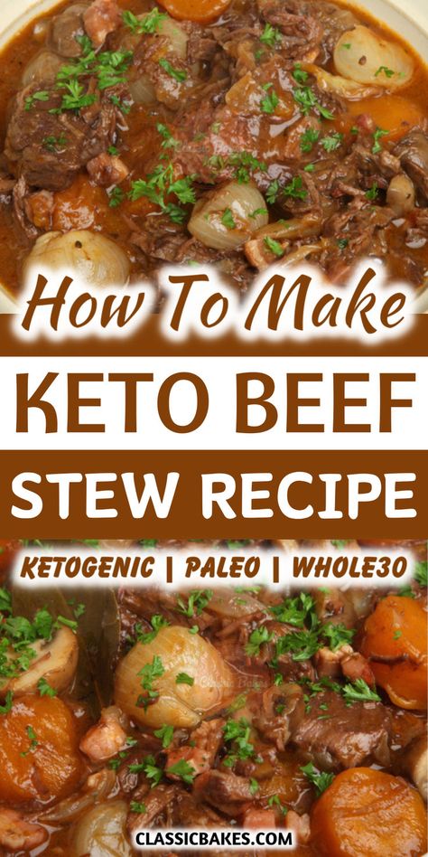 This keto beef stew recipe is a comforting and family favorite, featuring chuck roast, fresh herbs, seasonings, and vegetables in a silky-smooth broth for cold nights. Tender Chuck Roast, Keto Beef Stew, Easy Beef Stew Recipe, Chuck Roast Recipes, Easy Beef Stew, Best Beef Recipes, Keto Beef, Homemade Beef Stew, Ground Beef Dishes