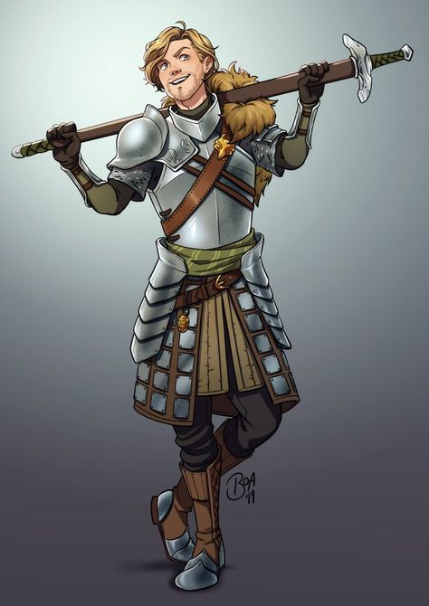 Smug Character Design, Dnd Medium Armor, Male Fighter Dnd, Half Plate Armor Dnd, Male Knight Art, Paladin Dnd Male, Dnd Human Fighter, Knight Character Art Male, Human Fighter Dnd Male