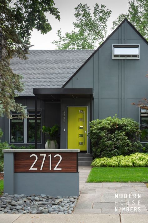 House numbers are an excellent way to add a touch of additional style to your home. But knowing where to put address numbers on house exteriors isn't always straightforward. At Modern House Numbers, we're experts in all things house numbers and we can help. With these address placement tips you can unlock your creativity and feel confident about your installation location. #housesignage #housenumbers #exterioraddress #professionalsignage #modernhousenumbers #customaddressnumbers House Number Placement, Numbers On House, Address Numbers On House, Matte Black House, Home Exterior Design, Modern House Numbers, Modern Mailbox, Mailbox Decals, Modern House Number