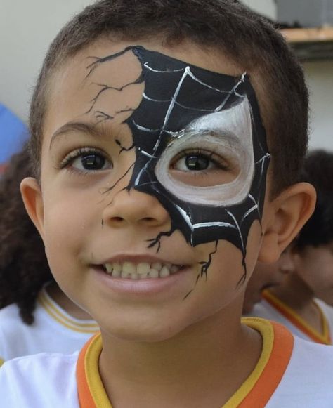 Spidey Face Paint, Easy Spiderman Face Paint, Boy Face Paint, Spiderman Face Paint, Venom Face, Black Face Paint, Spiderman Venom, Spiderman Face, Spiderman Art Sketch