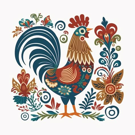 FOLK ART vectors, photos and PSD files | Free download Polish Folk Illustration, Polish Folklore Creatures, Polish Rooster Folk Art, Ukranian Folk Flowers, Folk Art Fox Illustration, Folk Illustration, Polish Folk Art, Ornament Drawing, Russian Folk Art