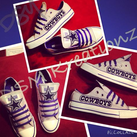 Custom Dallas Cowboys Converse Low's  gray/blue  by DSMKreationzZ Wonder Woman Shoes, Decorate Shoes, Cowboys Win, Nfl Art, Baskets Converse, Cowboys Cheerleaders, Cowboy Baby, Dallas Cowboy, Cowboys Nation