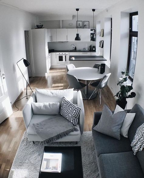 grey living room Small Apartment Decorating Ideas, Apartment Living Room Layout, Diy Small Apartment, Reka Bentuk Bilik Tidur, Apartment Decorating Ideas, Hiasan Bilik Tidur, Small Apartment Living Room, Decorating Ideas On A Budget, Small Living Room Decor