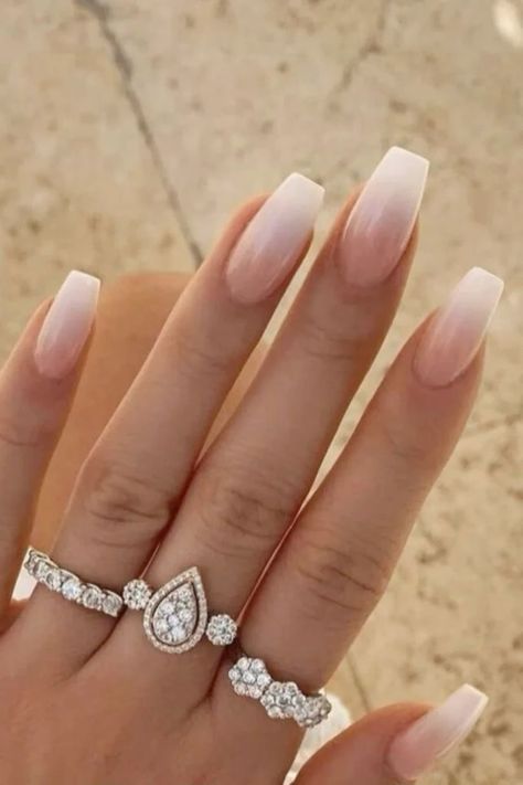 French Ombre Nails Ballerina, Ombre Nails Ballerina, Ballerina Shape Nails, Nails Easy At Home, Nails Ballerina Shape, Bridal Nail Ideas, French Ombre Nails, Ombre French Tips, Gorgeous Bridal Makeup