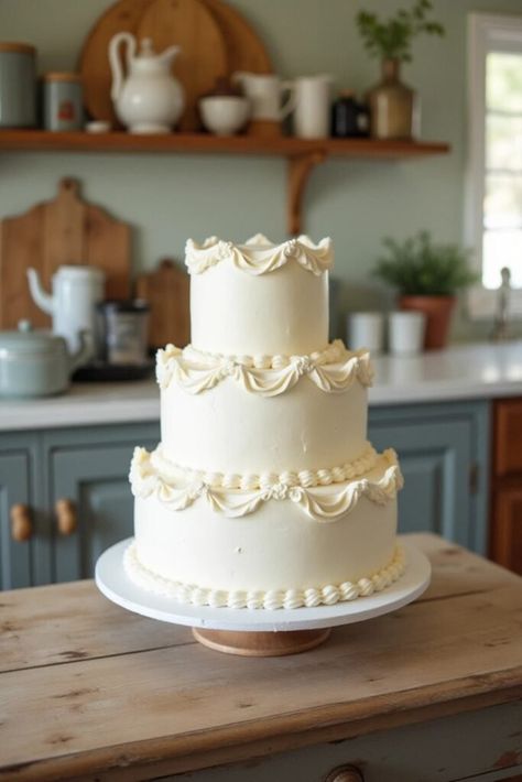 20 Elegant and Simple Wedding Cake Ideas 2025 – Crafty Sphere Small 3 Tier Wedding Cake, Simple Vintage Wedding Cake, Simple Wedding Cake One Tier, Two Layer Wedding Cakes, Simple Wedding Cake 3 Tier, Wedding Cake Table Set Up, Wedding Cake With Piping, Plain Wedding Cake, Small Wedding Cake Ideas