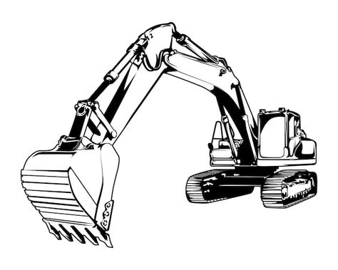 Backhoe Tattoo, Backhoe Drawing, Excavator Tattoo, Mining Drawing, Excavator Drawing, Excavator Vector, Excavator Logo, Diy Comic, Tractor Art