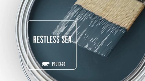 Behr Soul Search Bedroom, Behr Paint Colors Navy, Behr Ocean Swell, Behr Dark Blue Paint Colors, Living Room Colors Behr, Behr Bedroom Paint Colors, Behr Blue Paint, Library Luxury, Behr Blue