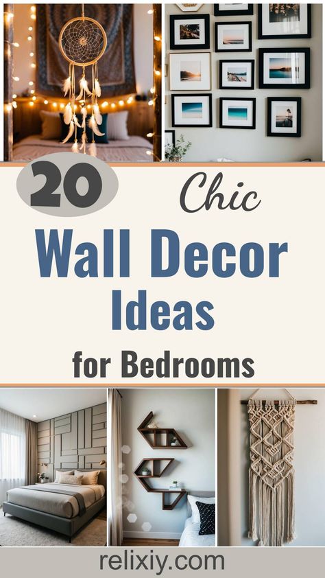 20 Beautiful Bedroom Wall Decor Ideas For Instant Style Neutral Wall Decor Bedroom, Wall Shelf Ideas Bedroom, Elegant Wall Decor, Bedroom Wall Decor Ideas, Wall Shelves Bedroom, Geometric Shelves, Bedroom Wall Clock, Personalized Bedroom, Floating Bookshelves