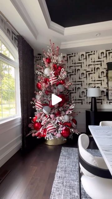 SAMI RICCIOLI on Instagram: "RAFFLE HAS ENDED. GOAL MET in under 24 HOURS!!! *** 4th Annual Christmas Tree Raffle with @decoratorswarehouse lets make this THE BEST YET!! Peppermint theme this year because who doesn’t love candy and classic Christmas colors?! ENTER to WIN ALL of the DECORATIONS on this TREE shipped right to your door. The last few years we have raised over $5500 to purchase 300 small Christmas trees for 3 area children’s hospitals so inpatients over the holidays can have a tree in their room complete with ornaments they can hang. 

Each entry into the raffle is $20. If you donate $40 that is 2 entries, $100 is 5 entries etc. The raffle will end when the $6000 goal is met. This covers all of the trees, ornaments and hooks.

If you can’t donate PLEAE SHARE to your story! Ever Christmas Tree Peppermint Theme, Candy Cane Tree Topper, Peppermint Tree Christmas, Peppermint Christmas Tree Ideas, Red And White Christmas Tree Decorations, Christmas Tree With Deco Mesh, Christmas Tree In Dining Room, Red And White Christmas Tree Ideas, Red And White Tree