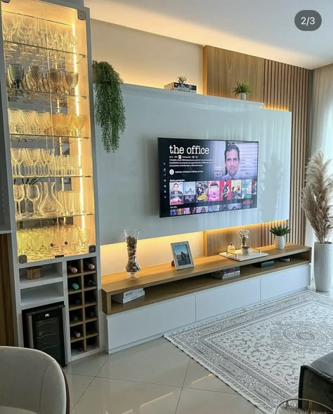 Tv Wall With Bar Unit, Tv And Bar Wall Unit, Tv Room With Bar, Tv Wall With Bar, Bar And Tv Unit, Tv Wall Aesthetic, Tv Unit With Bar, Tv Room Bar, Tv Bar Wall Ideas