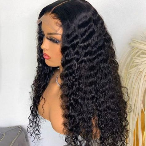 Wigs Deep Wave, Black Hair Wigs, Chocolate Brown Hair Color, Hair Color Chocolate, Closure Wigs, Deep Wave Hairstyles, Curly Human Hair Wig, Curly Lace Front Wigs, Lace Closure Wig