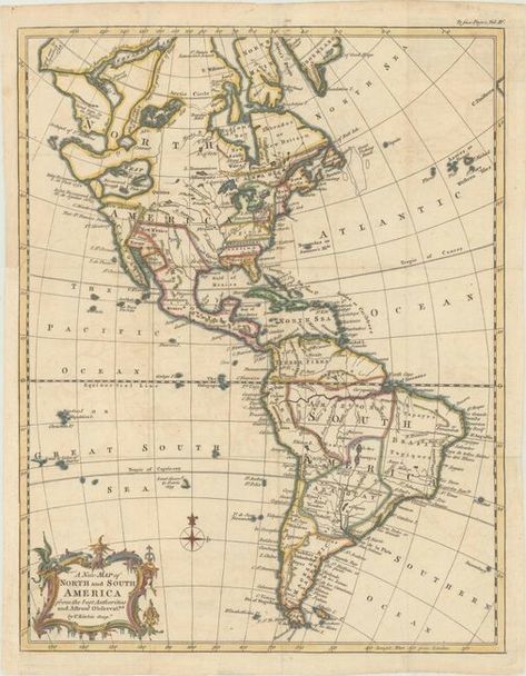 Western Hemisphere - America  Kitchin, Thomas  A New Map of North and South America from the Best Authorities and Astronl. Observatns., 1759 North And South America Map, Latin America Map, South America Map, Vintage Motorcycle Posters, North America Map, American Continent, America Map, Motorcycle Posters, America Art