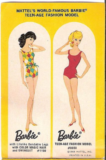 1965 Mattel BL Page - Barbie - Color Magic and Fashion Model. The one on the left was my very first Barbie. I remember coloring her hair and that godawful swimsuit. I was four! Vintage Barbie Art, Barbie Illustration, Barbie Booklet, Real Barbie, Barbie Paper Dolls, Play Barbie, Barbie Art, Barbie Love, Barbie Hair