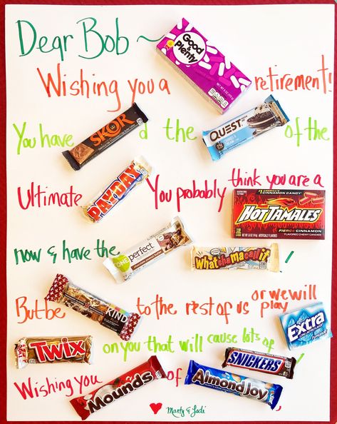 Retirement Candy Boards, Candy Retirement Board, Retirement Poster With Candy Bars, Retirement Candy Poster, Candy Gram For 50th Birthday, Retirement Candy Bar Poster, Card With Candy Bars Poster Ideas, Candy Bar Poems, Pastor Retirement