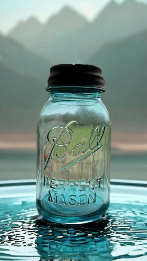 1910-1923 BALL 1QT Perfect Mason 100+ Year Old Jar BLUE /AQUA #3 Ball Jars Vintage, Antique Dishes Collectible, Antique Knowledge, Vintage Dishes Antiques, Fruit Jars, Vintage Soda Bottles, Vintage Metal Trays, Vintage Glassware Antiques, Vintage Soda