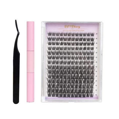 PRICES MAY VARY. 【Beginner-friendly Cluster Lash Kit 】BCIBhucy eyelash clusters kit comes with super affordable 168 pcs of W59 (8-16mm), lashes clusters bond and seal and lash applicator tool, It's a must-have tool for the everyday eyelash extension beginners or enthusiast, allowing you to customize your lashes to your liking, saving you time and money. 【Create a Personalized Lash Look】These set eyelash of cluster lashes are flat and natural, blending more fully with your own eyelashes. Since ev Lashes Clusters, Singles Inferno, Eyelash Clusters, Wishlist Christmas, Lash Extentions, Individual Lash Extensions, Lash Kit, Makeup Christmas, Dream Makeup