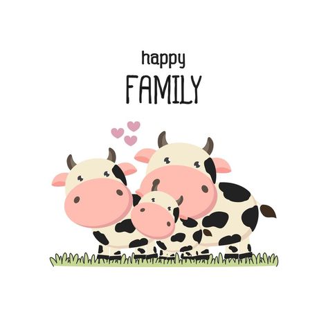 Cow Pictures, Cattle Farming, Baby Quilt Patterns, Mother Baby, Cute Cow, Poster Layout, Baby Cartoon, Cute Cows, Happy Family