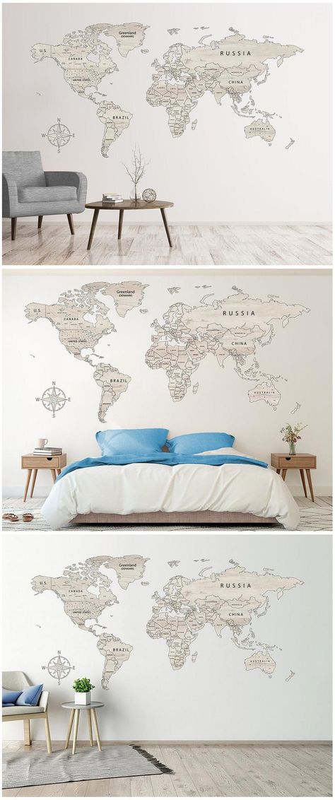 World Map Decal Wall Print Large Wall Art Decal Art Vinyl | Etsy World Map With Country Names, World Map With Countries, World Map Wall Decal, Map Wall Decal, Vinyl Poster, Easy Decor, World Map Decal, Wall Art Decal, Map Decal