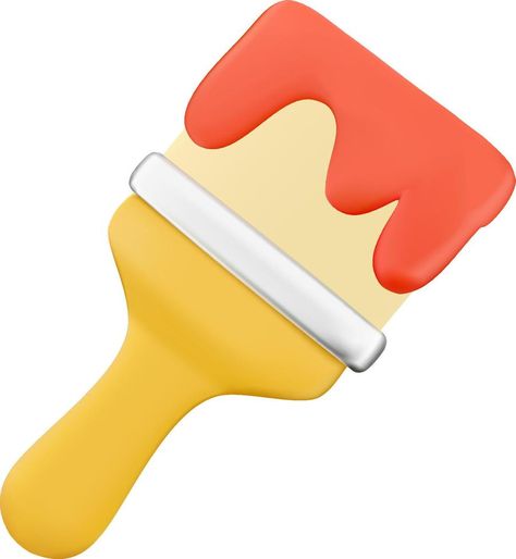 3d brush icon, paint brush with yellow color handle, red color painting, Red Color Painting, Brush Icon, Batman Book, Red Paint Colors, Paint Games, Paint Themes, Game Icon, Vector Cartoon, Color Painting