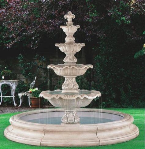 Pool White, Patio Water Feature, Large Outdoor Fountains, Water Fountain Design, Modern Fountain, Outdoor Fountains, Outdoor Water Features, Garden Water Fountains, Round Pool