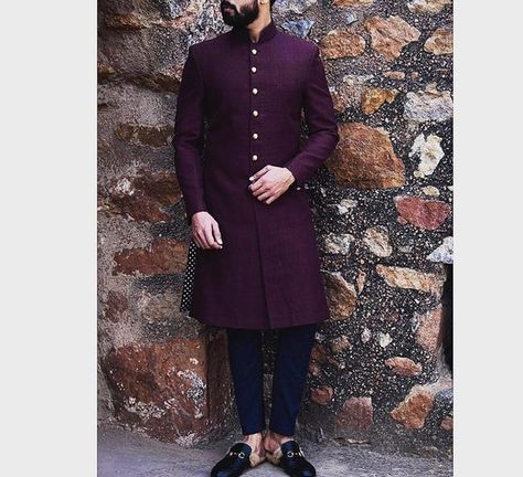 Wine color indo western for party  / Sherwani with Churidar for men / Suit / shervani for men / kurt Groom Kurta, Achkan For Men, Groom Sherwani, Sherwani For Men Wedding, Groom Dress Men, Wedding Outfits For Groom, Indian Groom Wear, Wedding Dresses Men Indian, Gents Kurta Design