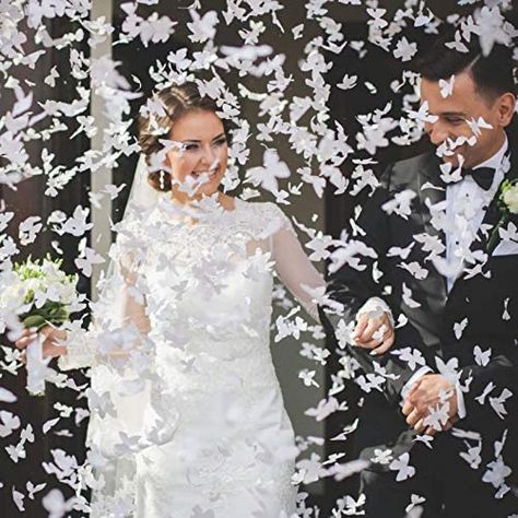 White Butterfly Confetti Cannons, Biodegradable Wedding Confetti Popper 15" Length Confetti Cannon - Shoots 20Ft - : Home & Kitchen Butterfly Confetti, Confetti Poppers, Biodegradable Confetti, White Confetti, Inflatable Decorations, Rose Gold Party, Stag Party, Butterfly Wedding, Rose Party