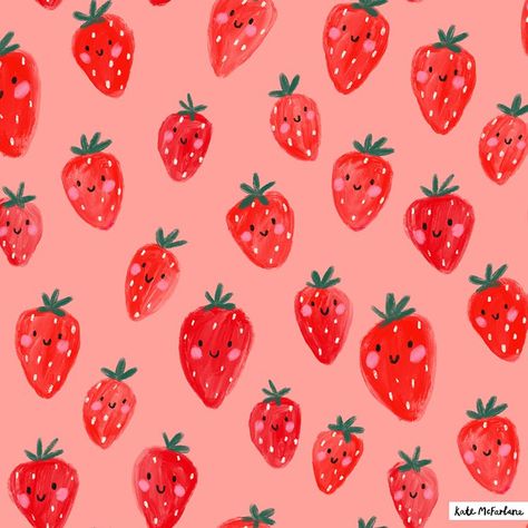 Kate Mcfarlane, Fruit Fabric, Happy Fruit, Fruit Wallpaper, Watch Wallpaper, In The Meantime, Strawberry Cake, Wallpaper Iphone Cute, Design Floral