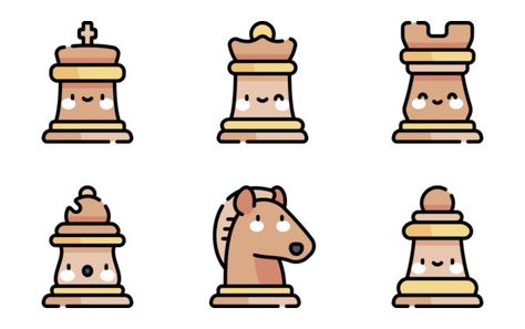 Kawaii Chess Set, Chess Clipart, Rainbow Pics, Painting Minecraft, Chess Design, Icon Style, Stickers Kawaii, Free Icon Packs, Ap Art