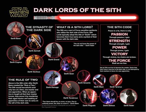 Dark lords All Sith Lords, Star Wars Sith Lords, Star Wars Theories, Star Wars Infographic, Darth Bane, Sith Lords, Space Pirates, Dark Lord Of The Sith, Star Wars Planets