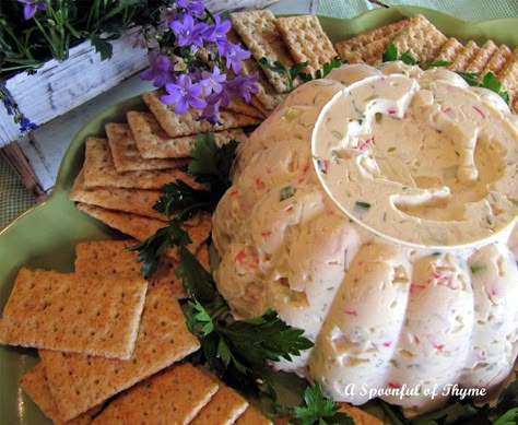 MOLDED CRAB & SHRIMP DIP ~ A hit at every party!!! Tried and tested! Shrimp Mold Recipe, Shrimp And Crab Dip, Jello Mold Recipes, Seafood Dip, Keto Shrimp, Shrimp Dip, Crab Stuffed Shrimp, Christmas Feast, Crab Dip