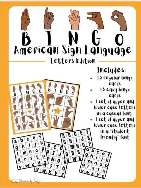 ASL Inclusive Skin Tones BINGO Cards For All Ages Asl Letters, Sign Language Letters, Bingo Casino, Free Printable Bingo Cards, Bingo Online, Free Bingo Cards, Casual Fonts, Bingo Template, Class Games