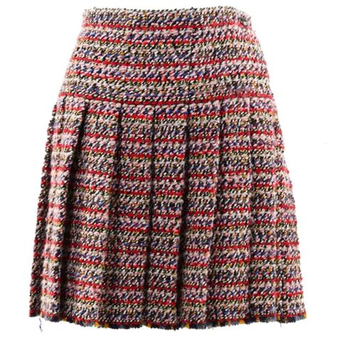 Skirt Chanel, Knee Length Pleated Skirt, Chanel Clothing, Chanel Skirt, Chanel Outfit, Colorful Skirts, Multicolor Skirt, Future Clothes, Tweed Mini Skirt